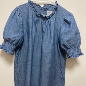Denim Ruffled Short-Sleeve Top J.Crew Small